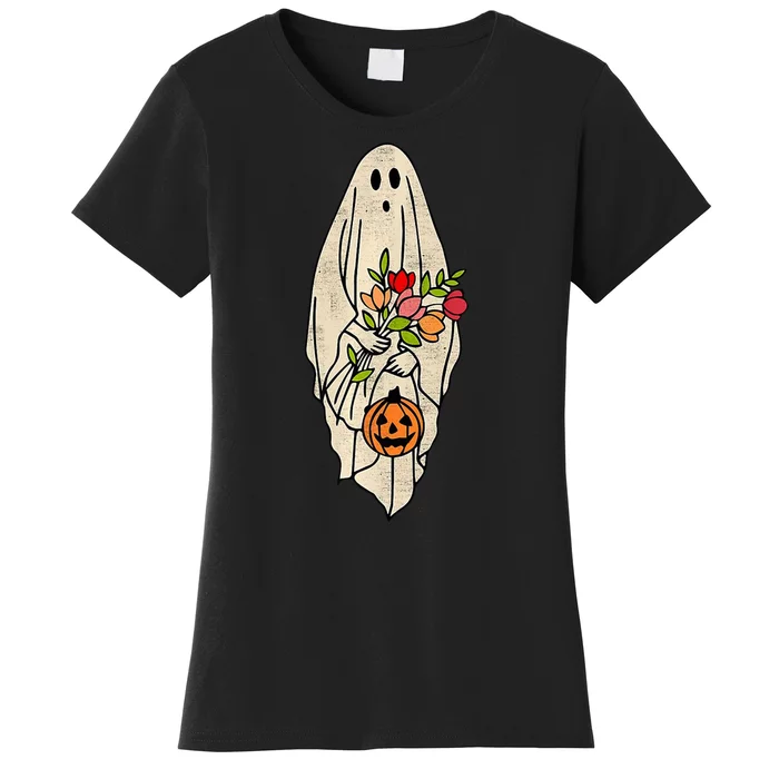 Spooky Halloween Floral Ghost Women's T-Shirt