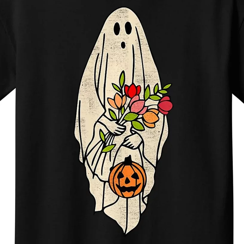 Spooky Halloween Floral Ghost Kids T-Shirt