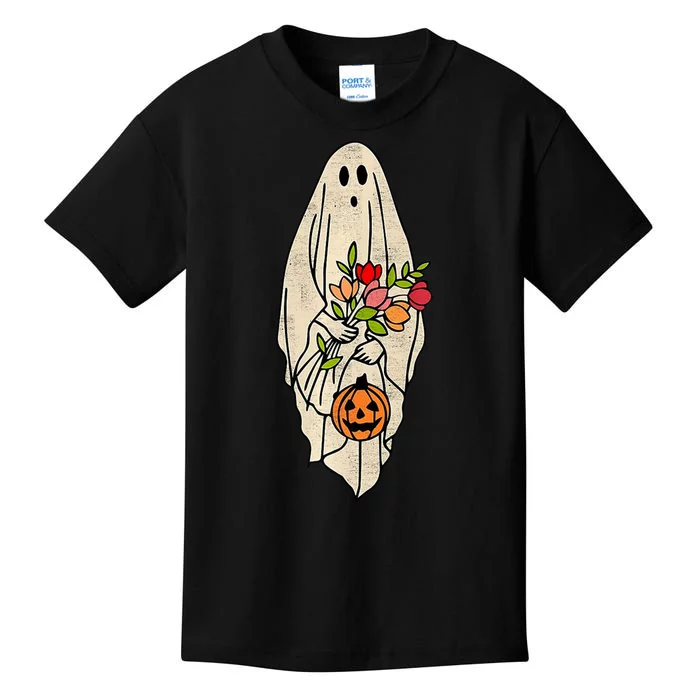 Spooky Halloween Floral Ghost Kids T-Shirt