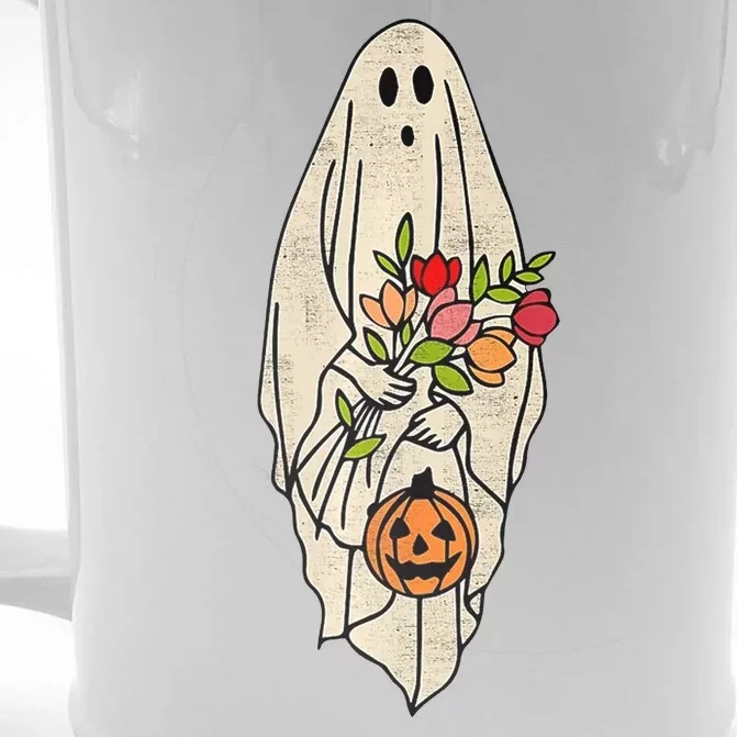 Spooky Halloween Floral Ghost Front & Back Beer Stein