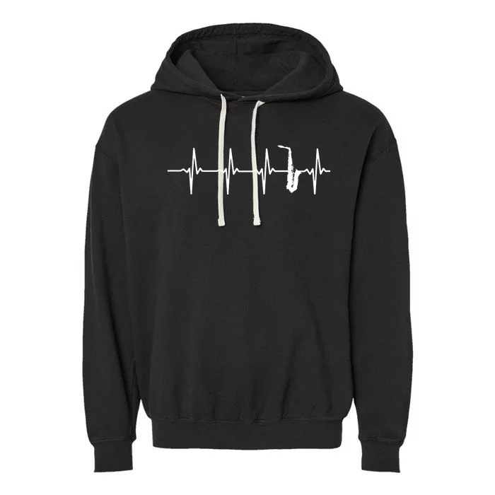 Saxophone Heartbeat For Saxophonists Garment-Dyed Fleece Hoodie