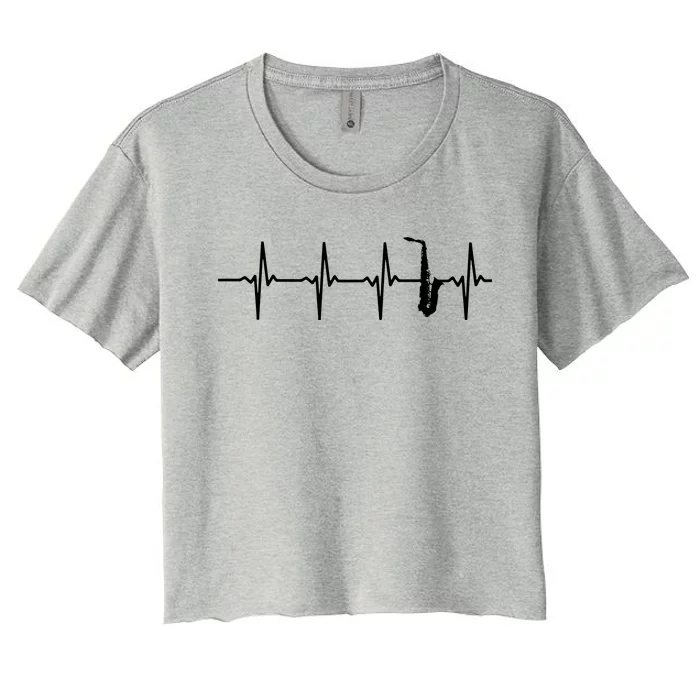 Saxophone Heartbeat For Saxophonists Women's Crop Top Tee