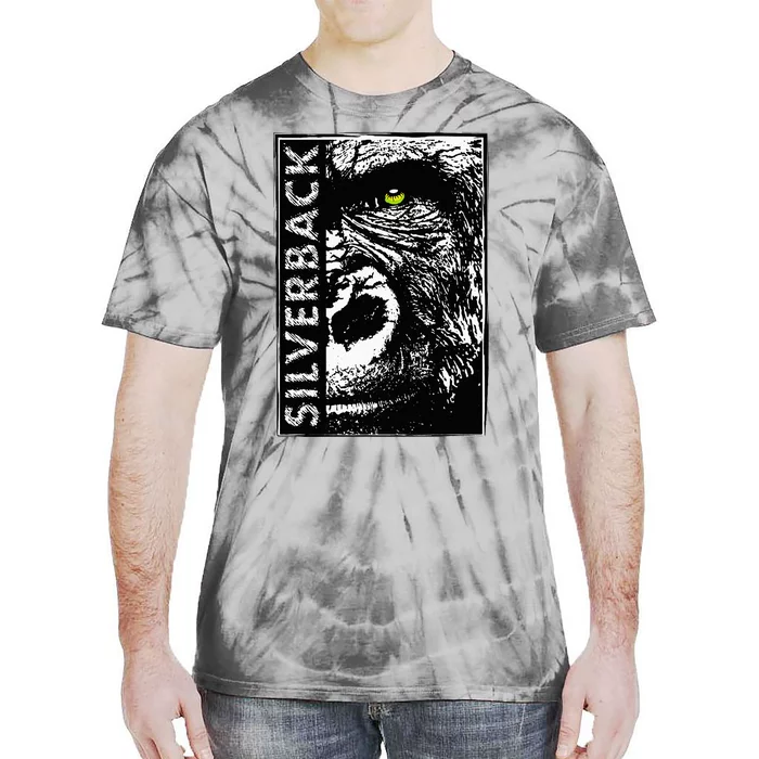 Silverback Half Face Gorilla With Green Eyes Tie-Dye T-Shirt