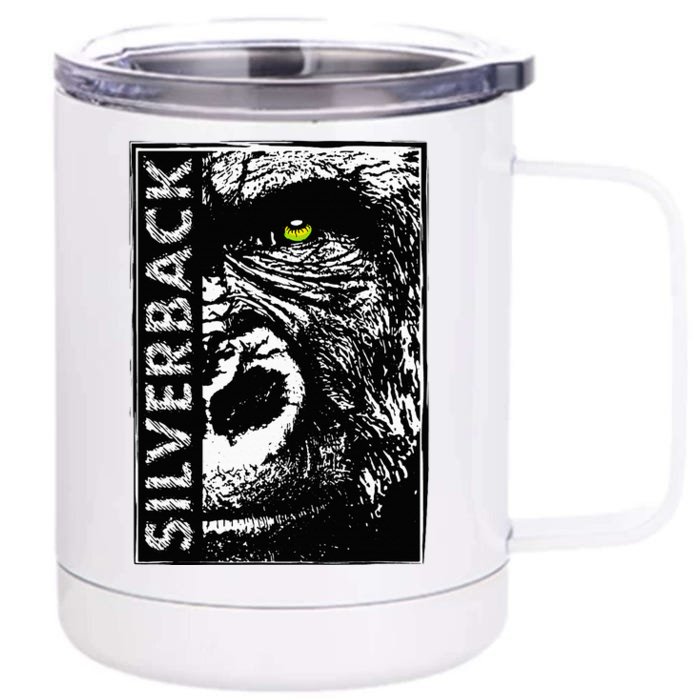 Silverback Half Face Gorilla With Green Eyes Front & Back 12oz Stainless Steel Tumbler Cup