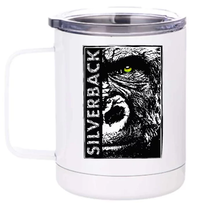 Silverback Half Face Gorilla With Green Eyes Front & Back 12oz Stainless Steel Tumbler Cup