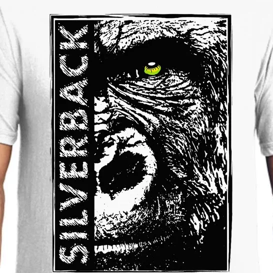 Silverback Half Face Gorilla With Green Eyes Pajama Set