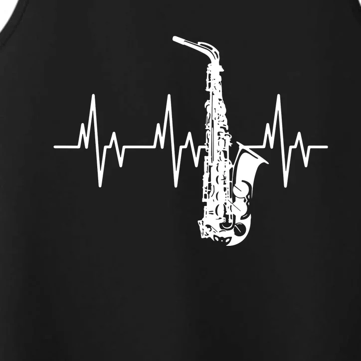 Saxophone Heartbeat Funny EKG Sax Player Gift Men Women Performance Tank