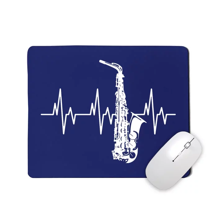 Saxophone Heartbeat Funny EKG Sax Player Gift Men Women Mousepad