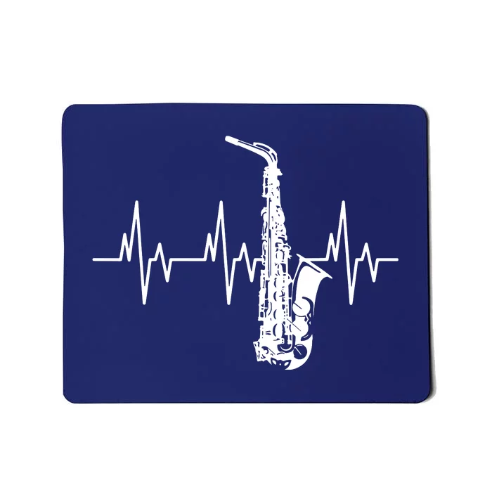 Saxophone Heartbeat Funny EKG Sax Player Gift Men Women Mousepad