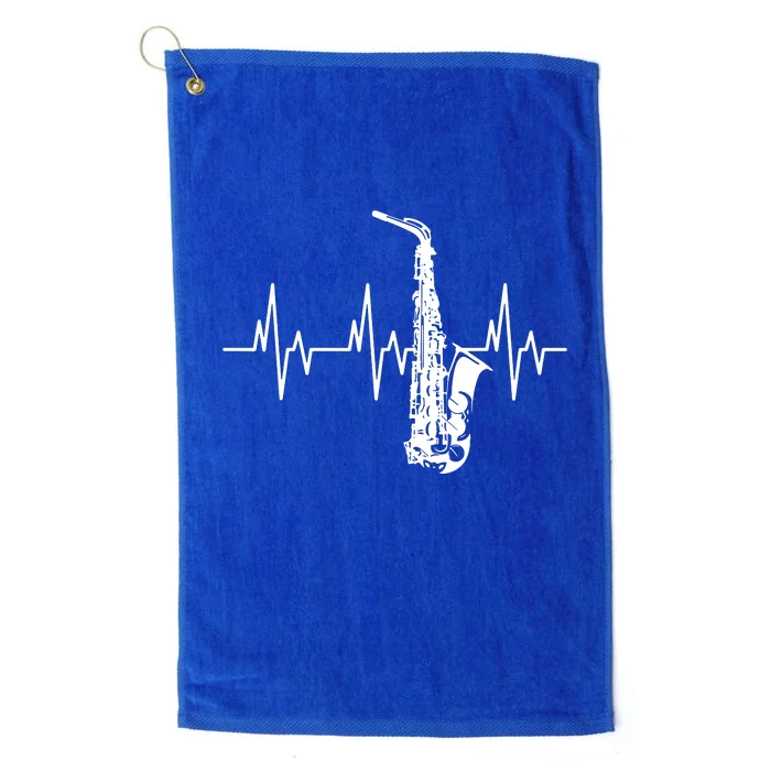 Saxophone Heartbeat Funny EKG Sax Player Gift Men Women Platinum Collection Golf Towel