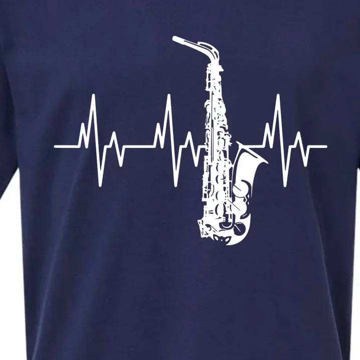 Saxophone Heartbeat Funny EKG Sax Player Gift Men Women Sueded Cloud Jersey T-Shirt