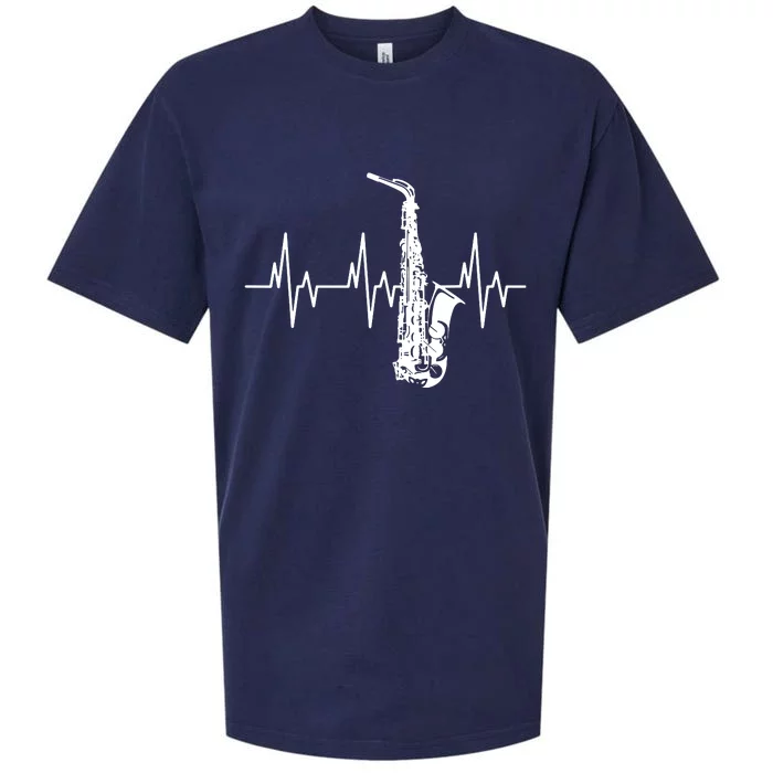 Saxophone Heartbeat Funny EKG Sax Player Gift Men Women Sueded Cloud Jersey T-Shirt