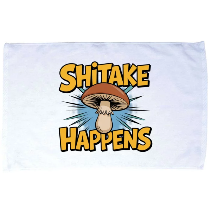 Shitake Happens Funny Fungi Mushroom Humor Nerd Dad Joke Gift Microfiber Hand Towel