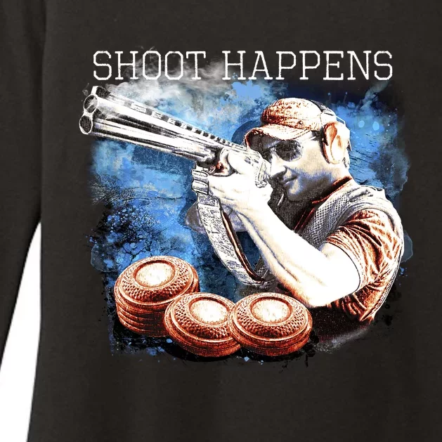 Shoot Happens Funny Trap Shooting Womens CVC Long Sleeve Shirt