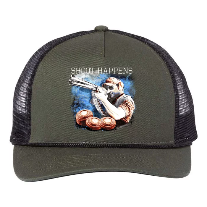 Shoot Happens Funny Trap Shooting Retro Rope Trucker Hat Cap