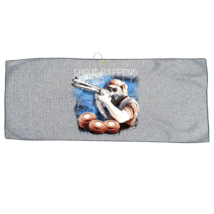 Shoot Happens Funny Trap Shooting Large Microfiber Waffle Golf Towel