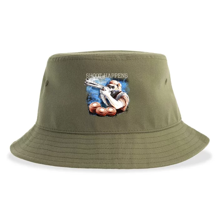 Shoot Happens Funny Trap Shooting Sustainable Bucket Hat