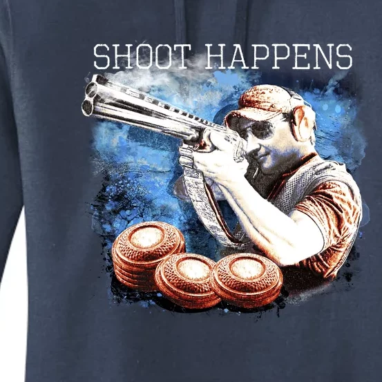 Shoot Happens Funny Trap Shooting Women's Pullover Hoodie