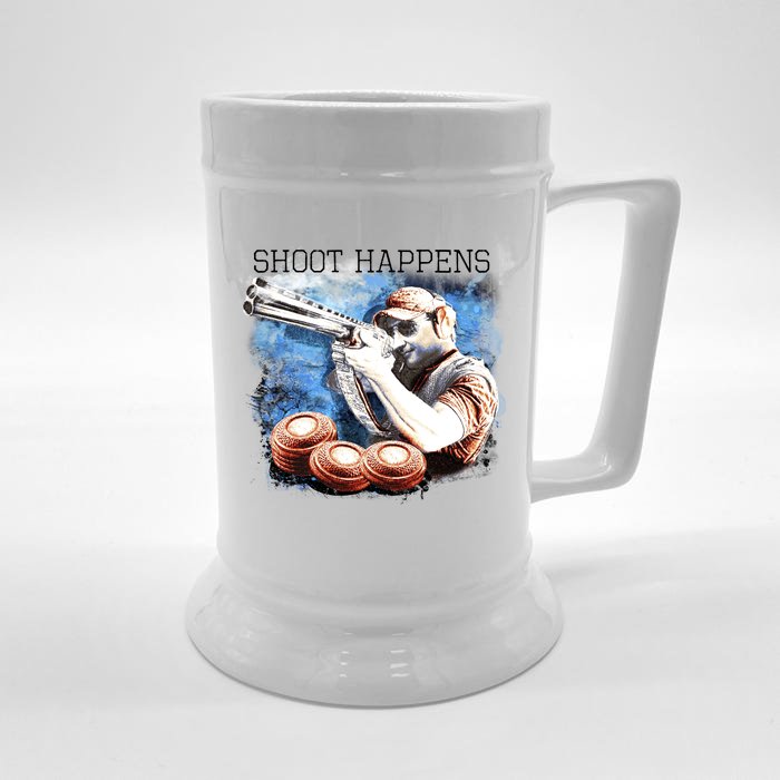 Shoot Happens Funny Trap Shooting Front & Back Beer Stein