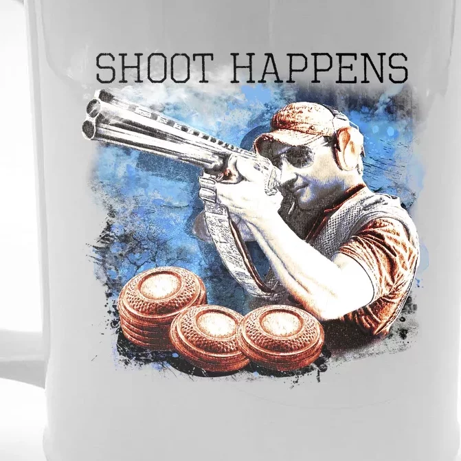 Shoot Happens Funny Trap Shooting Front & Back Beer Stein