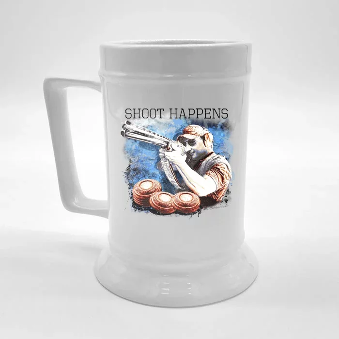 Shoot Happens Funny Trap Shooting Front & Back Beer Stein