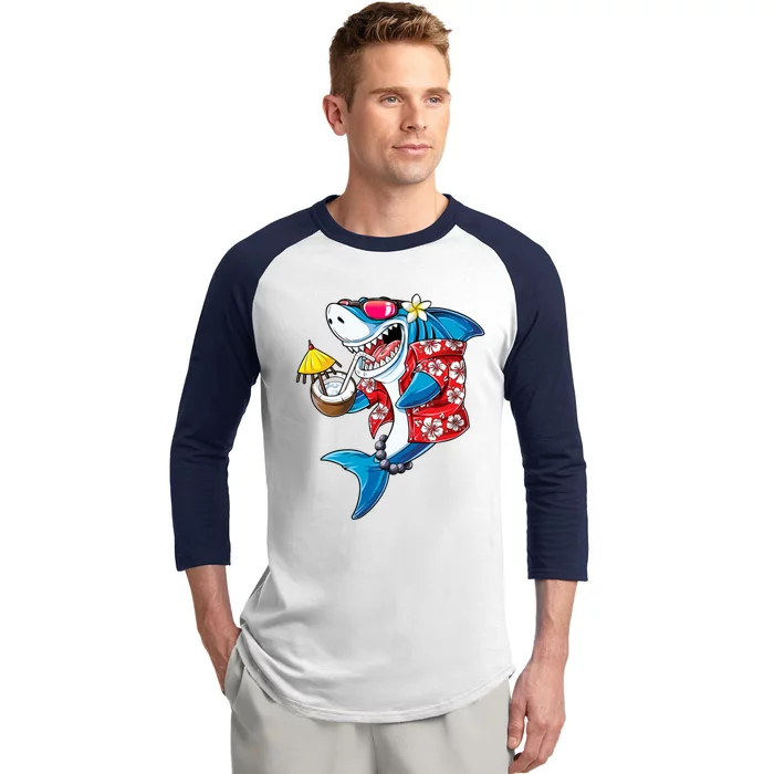 Shark Hawaiian Funny Aloha Hawaii Beach Jawsome Funny Gift Cool Gift Baseball Sleeve Shirt