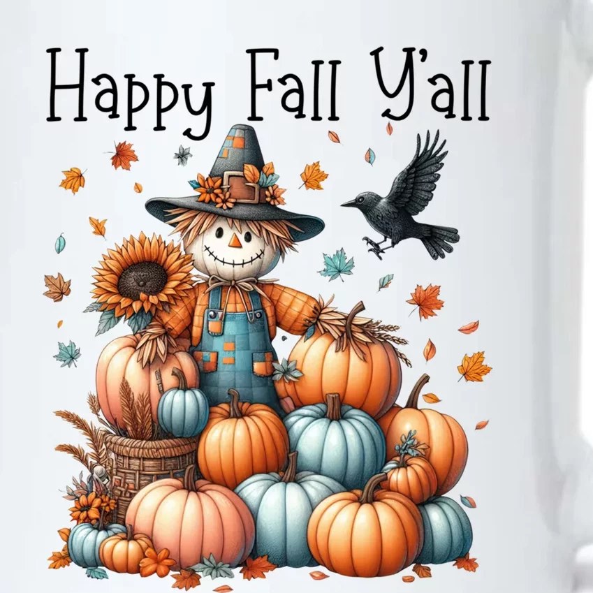 Scarecrow Happy Fall YAll Pumpkin Thanksgiving Halloween Gift Black Color Changing Mug