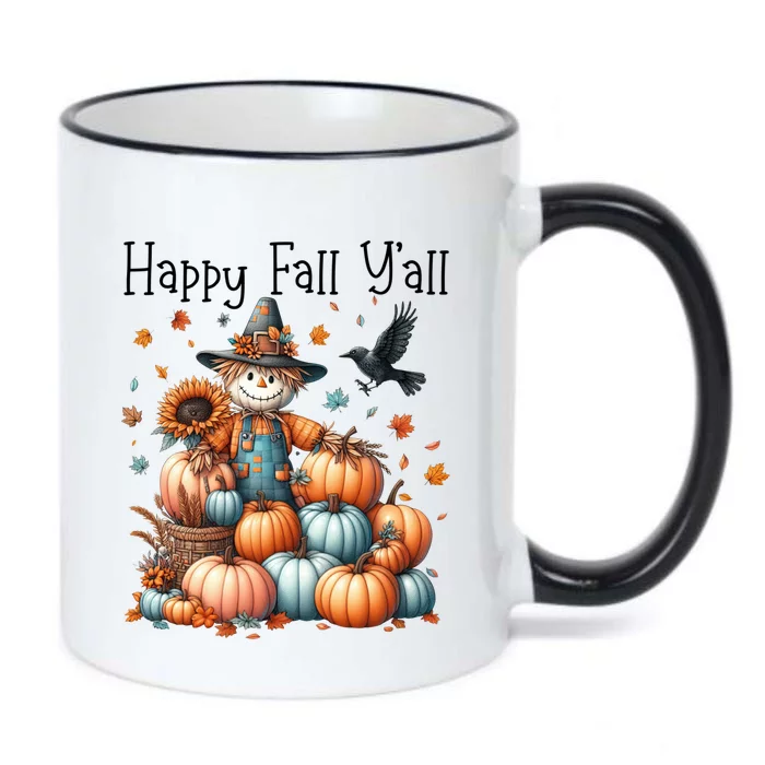 Scarecrow Happy Fall YAll Pumpkin Thanksgiving Halloween Gift Black Color Changing Mug