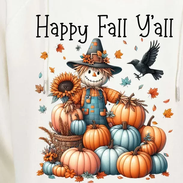 Scarecrow Happy Fall YAll Pumpkin Thanksgiving Halloween Gift Womens Funnel Neck Pullover Hood