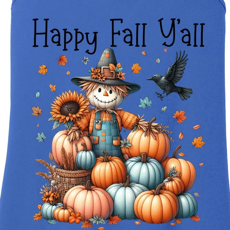 Scarecrow Happy Fall YAll Pumpkin Thanksgiving Halloween Gift Ladies Essential Tank