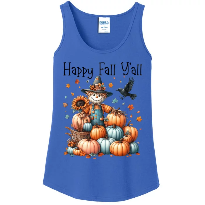 Scarecrow Happy Fall YAll Pumpkin Thanksgiving Halloween Gift Ladies Essential Tank