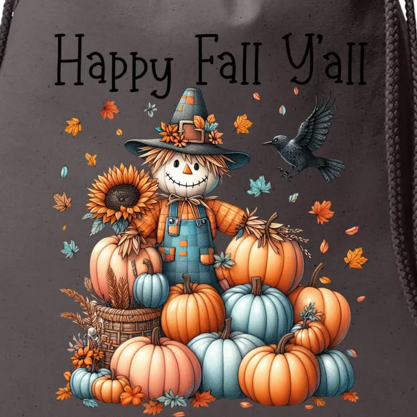 Scarecrow Happy Fall YAll Pumpkin Thanksgiving Halloween Gift Drawstring Bag