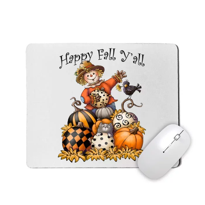 Scarecrow Happy Fall Y'all Pumpkin Thanksgiving Halloween Mousepad