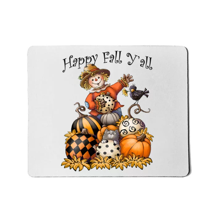 Scarecrow Happy Fall Y'all Pumpkin Thanksgiving Halloween Mousepad