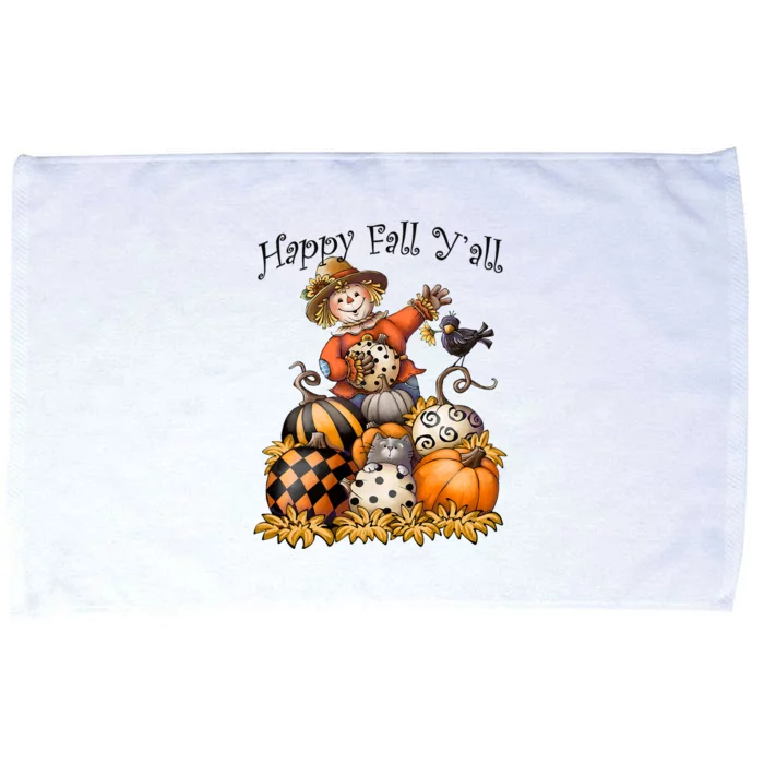 Scarecrow Happy Fall Y'all Pumpkin Thanksgiving Halloween Microfiber Hand Towel