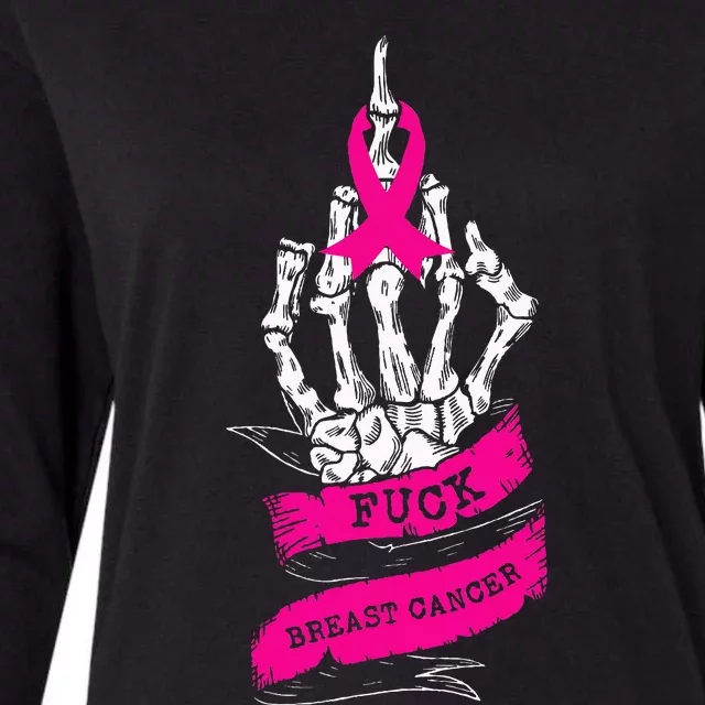 Skeleton Hand Fuck Pink Funny Breast Cancer Awareness Gifts Womens Cotton Relaxed Long Sleeve T-Shirt