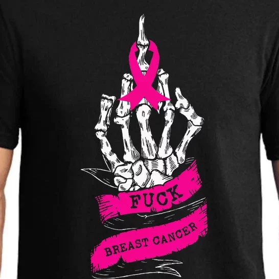 Skeleton Hand Fuck Pink Funny Breast Cancer Awareness Gifts Pajama Set