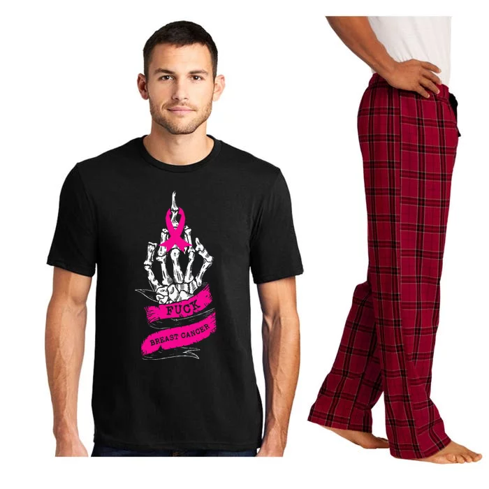 Skeleton Hand Fuck Pink Funny Breast Cancer Awareness Gifts Pajama Set