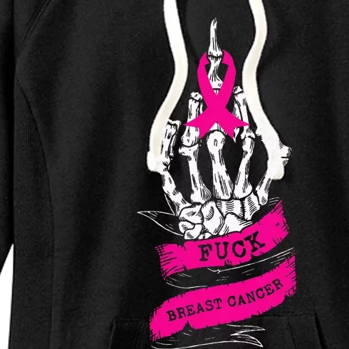 Skeleton Hand Fuck Pink Funny Breast Cancer Awareness Gifts Women's Fleece Hoodie