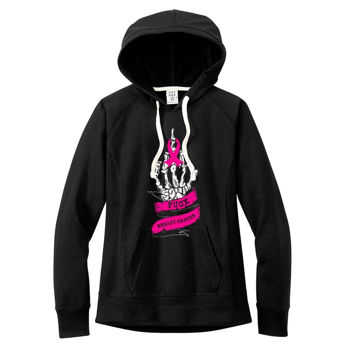 Skeleton Hand Fuck Pink Funny Breast Cancer Awareness Gifts Women's Fleece Hoodie