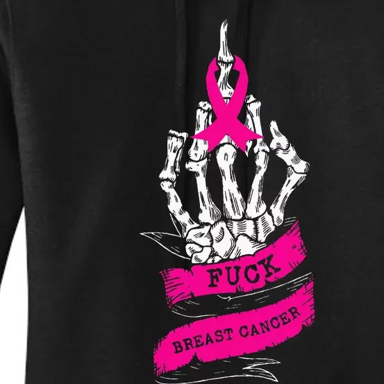 Skeleton Hand Fuck Pink Funny Breast Cancer Awareness Gifts Women's Pullover Hoodie