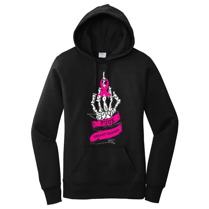 Skeleton Hand Fuck Pink Funny Breast Cancer Awareness Gifts Women's Pullover Hoodie