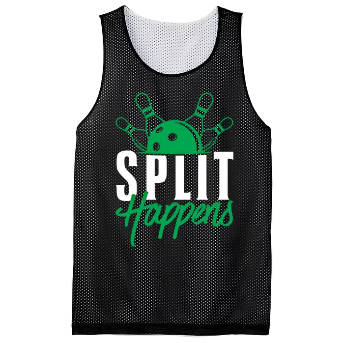 Split Happens Funny Bowling Team Bowler Pin Humor Gift Mesh Reversible Basketball Jersey Tank