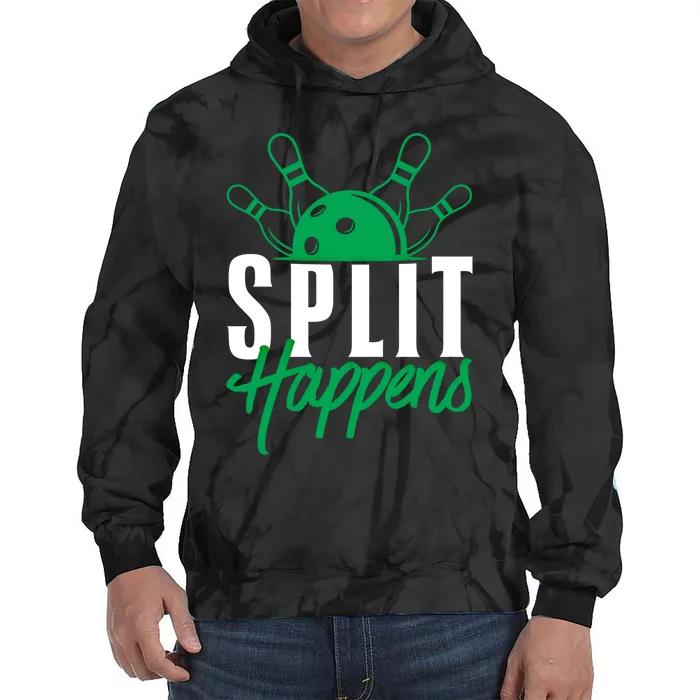 Split Happens Funny Bowling Team Bowler Pin Humor Gift Tie Dye Hoodie