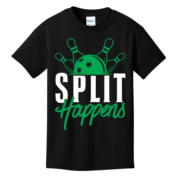 Split Happens Funny Bowling Team Bowler Pin Humor Gift Kids T-Shirt