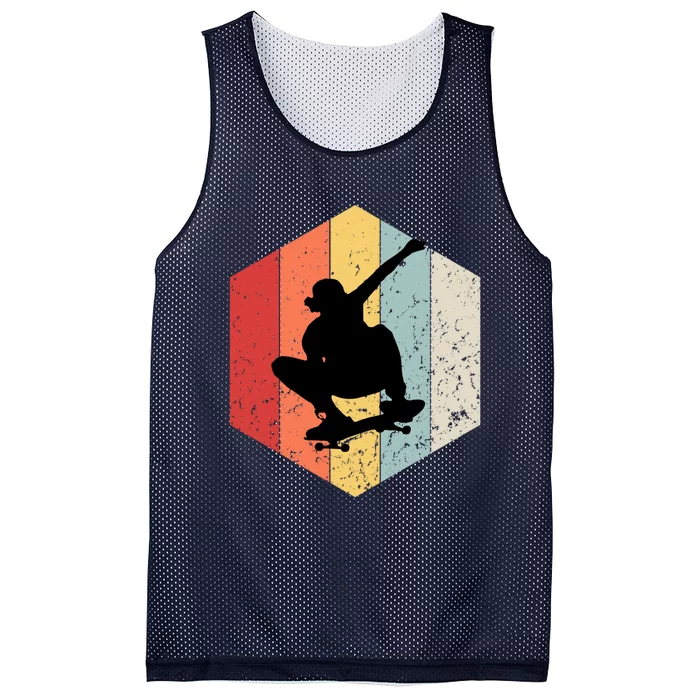 Skaters Having Fun Retro Sunset Skateboard Gift Teen Skaters Mesh Reversible Basketball Jersey Tank