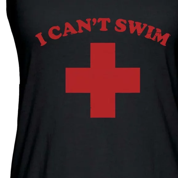 Summer Humor Funny Pool Lifeguard I Cant Swim Ladies Essential Flowy Tank