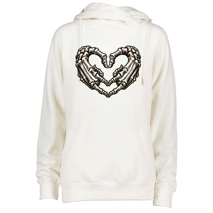 Skeleton Hands Forming Heart Halloween Costume Art Cute Gift Womens Funnel Neck Pullover Hood