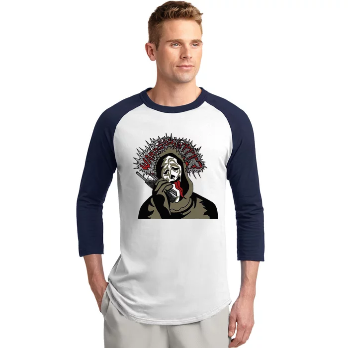 Scary Halloween Funny Ghost Face Baseball Sleeve Shirt