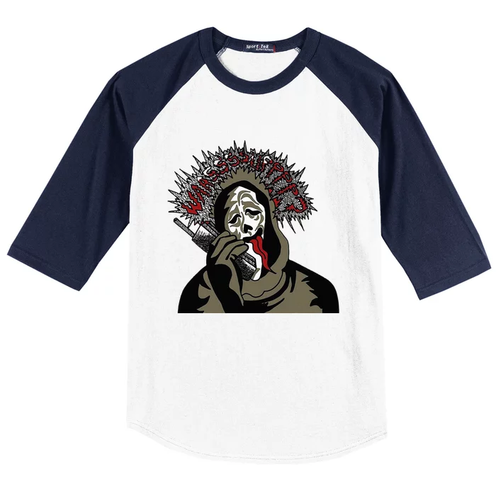 Scary Halloween Funny Ghost Face Baseball Sleeve Shirt